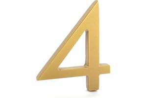Montague Metal Products MHN-10-4-F-GD1 Solid Aluminum Modern Floating Address House Numbers, 10", Powder Coated Gold