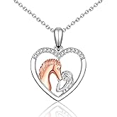 ACOGVN Horse Gifts for Girls Women Horse Lovers, Girl And Horse Heart Shape Pendant Necklace on Birthday Christmas Valentines Mothers Day Graduation Back to School