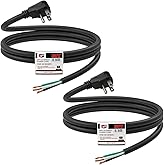 EP 2 Pack 3 Ft Flat Plug Appliance and Power Tool Cord, 14 Gauge 3 Prong 15A Replacement Power Supply Cord Cable, 110V 115V 120V AC Pigtail, Black