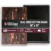STEELPORT Premium Walnut Cutting Board 18”x12” – Steel Reinforced End-Grain | Dual Surface Composite | Professional Butcher Block Chopping Board | Handcrafted in USA