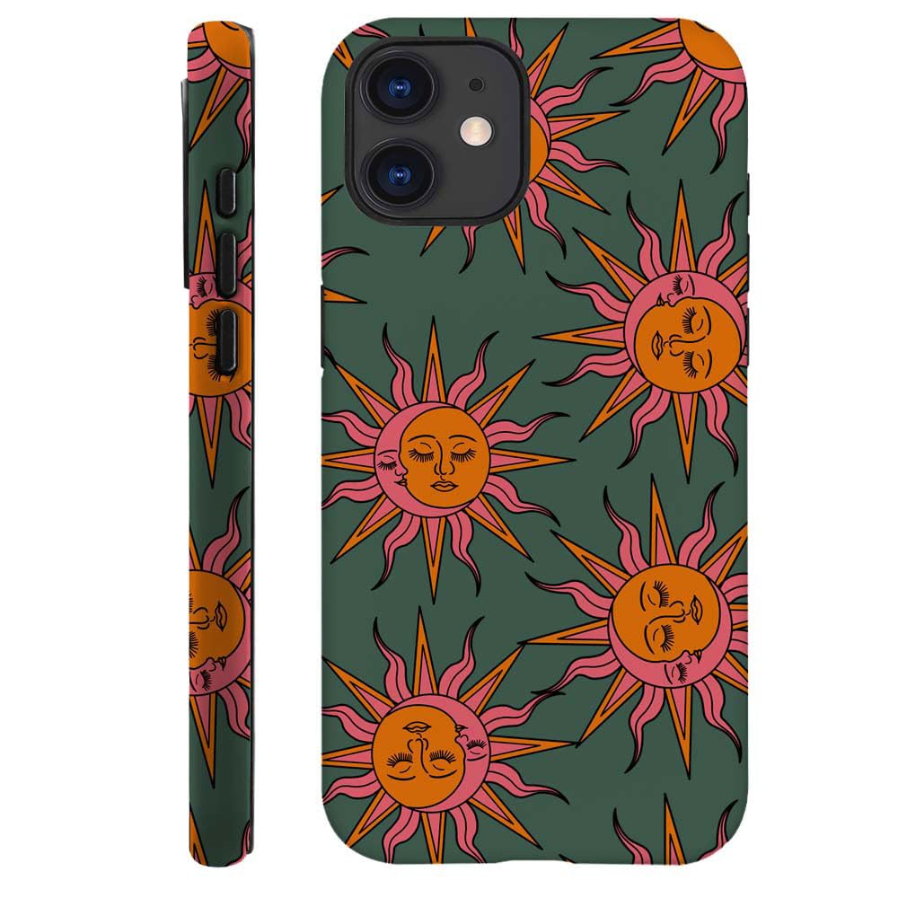 DAIZAG Case Compatible with for iPhone 11,Pink Orange Sun Moon Faces Phone Case for iPhone 11 for Girl Women Boy Men