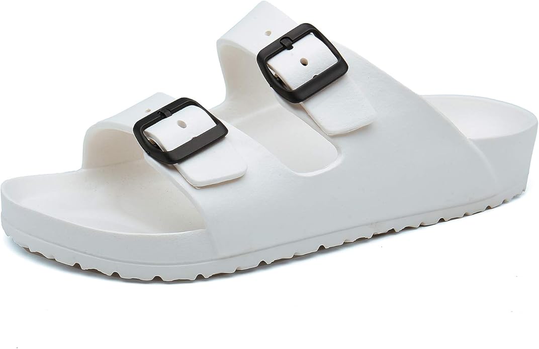 double buckle slide sandals