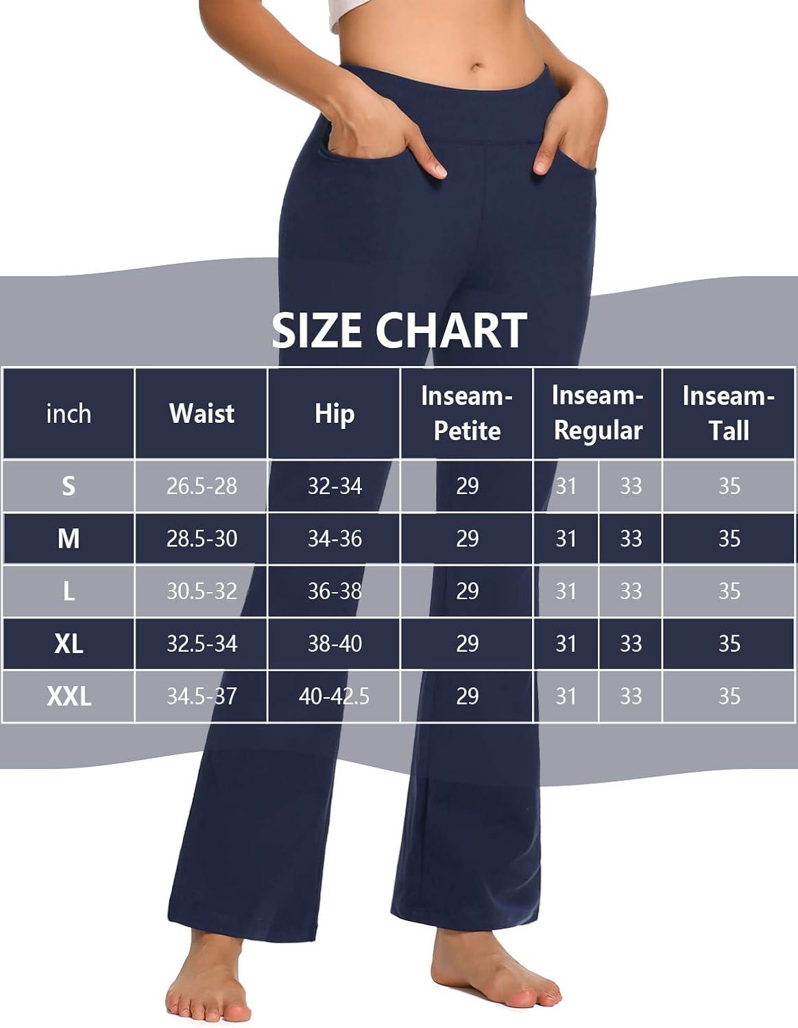 SEVEGO Women's 29"/31"/33"/35" Inseam Tall, Regular, Petite Soft Long Bootcut Yoga Pants with Pockets Lounge Workout: Clothing