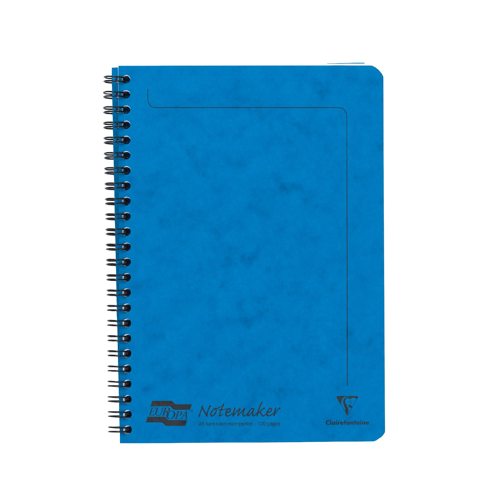 Clairefontaine 4855Z - One Notemakers Europa Blue Spiral Notebook - Size: A5 14,8x21 cm - 120 Detachable Ruled Pages - White Paper 90 g - Glossy Card Cover