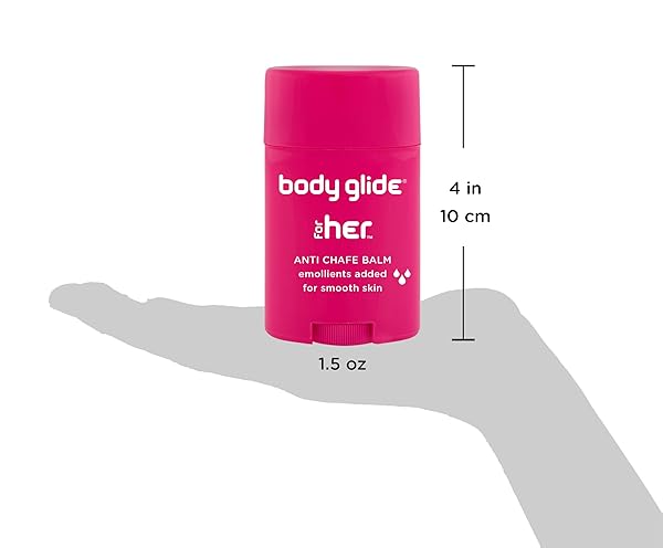 BODY GLIDE FOR HER ANTI CHAFE BALM | CHAFING STICK WITH ADDED EMOLLIENTS | GREAT FOR DRY, SENSITIVE SKIN AND/OR SENSITIVE AREAS | USE ON CHEST, BRA, BUTT, GROIN, ARM, AND THIGH CHAFING | 1.5OZ