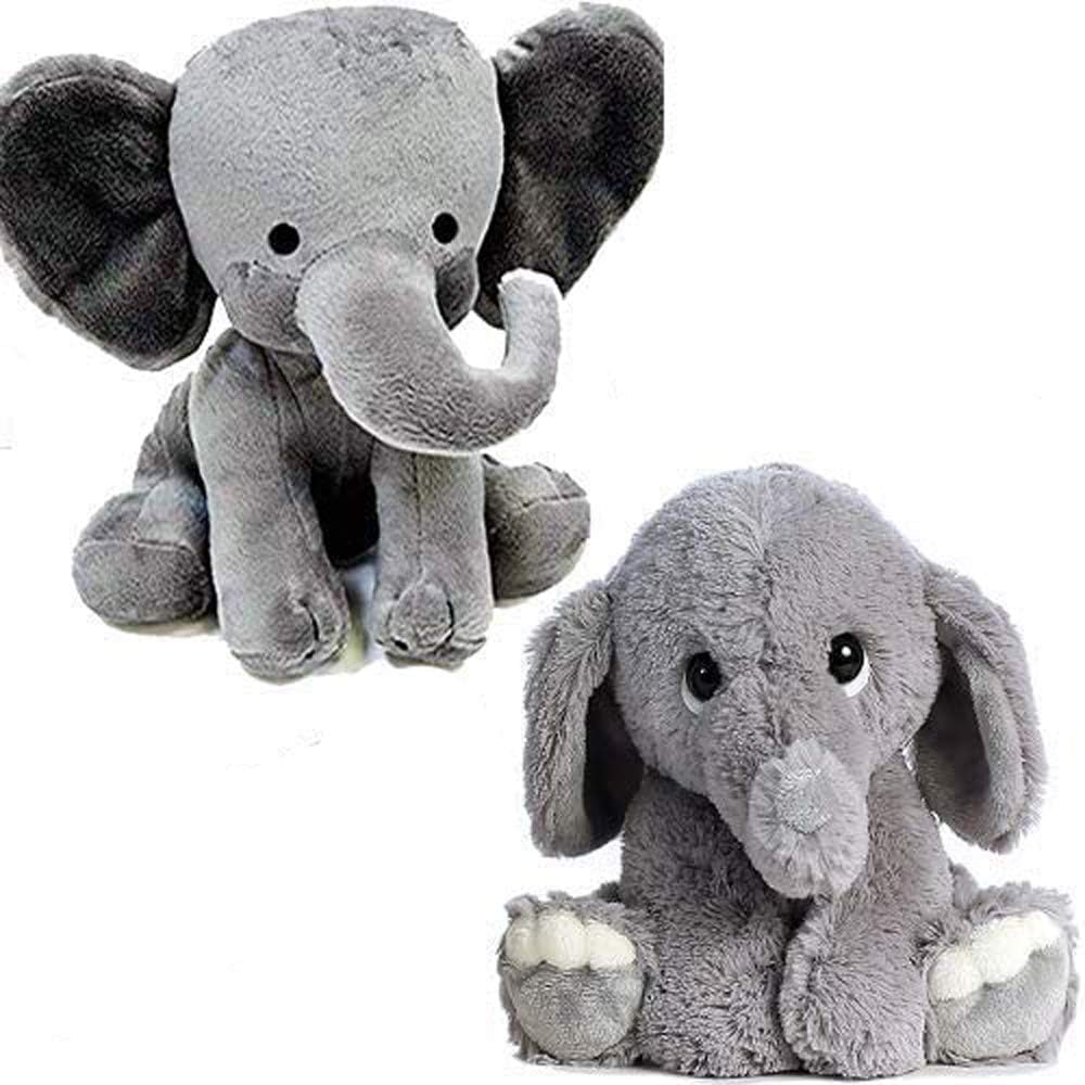 2 of Elephant Plush Toy Combo | Elephant Stuffed Animal Toy Combo | 9 inches Long Each | Great Gift for Kids and Babies | Nursery Room Dรฉcor | 2 Elephant Stuffed Toy Family