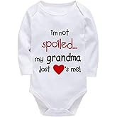 WOOYONGING I'm Not Spoiled My Grandma Just Loves Me Romper for Boy Long Sleeve Baby Girls Bodysuits