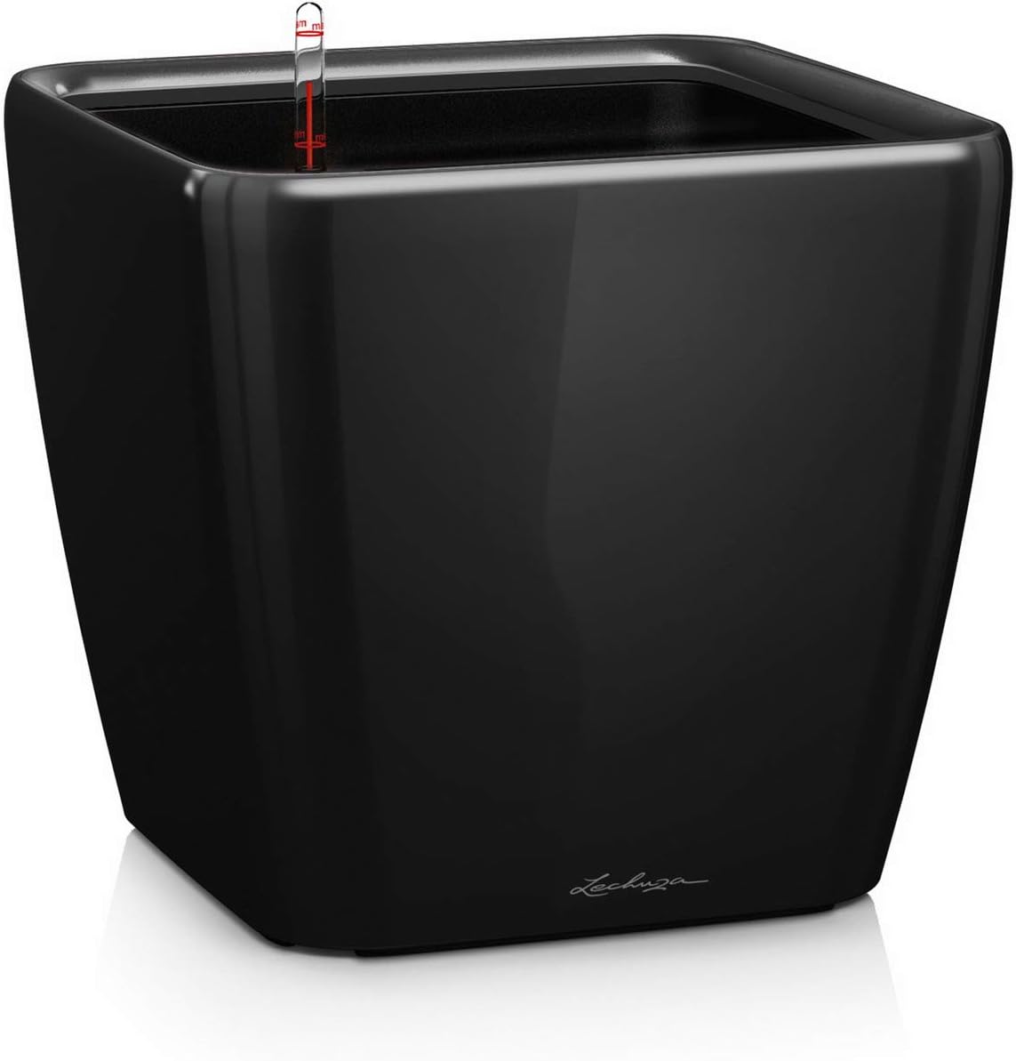 Lechuza Self Watering Plant Pot QUADRO LS 35 Garden Flower Indoor and Outdoor Plastic Planter with Drainage Hole H33 L35 W35 cm Black High-Gloss