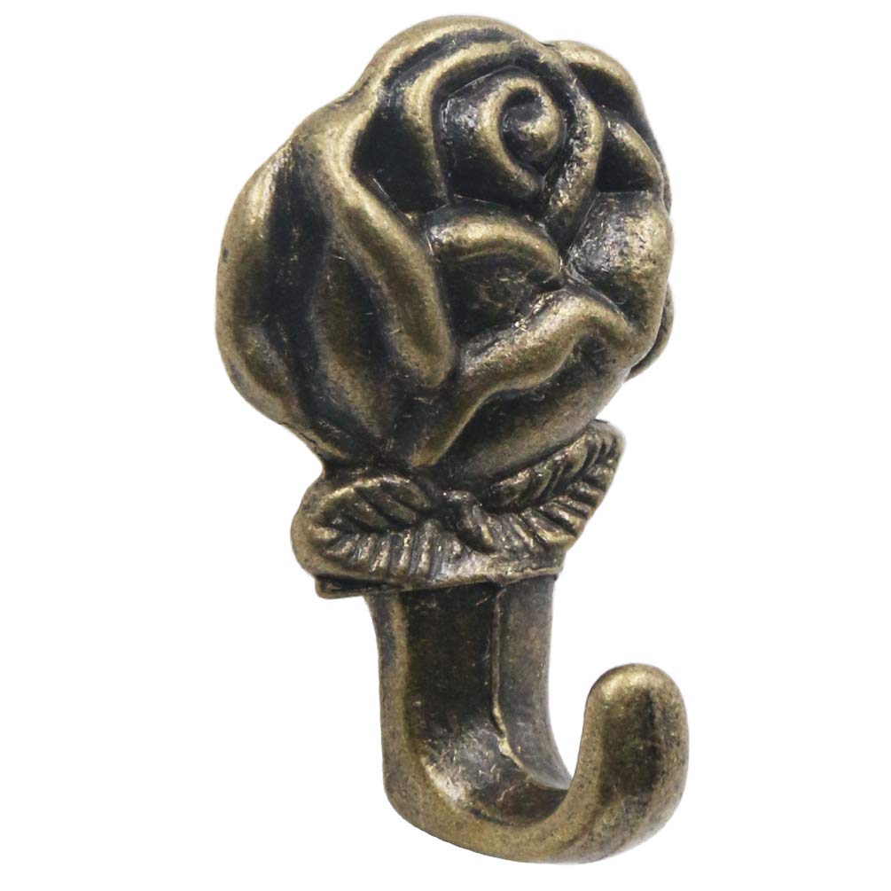 Rose Shape Push Pin Hangers Wall Hooks (12 - Pack? Antique Brass)