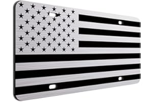JASS GRAPHIX Inverted American Flag License Plate on 1/8" Brushed Aluminum Composite Heavy Duty Patriot USA Car Tag