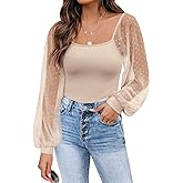 DOROSE Womens Mesh Long Sleeve Shirts Casual Blouses Tops