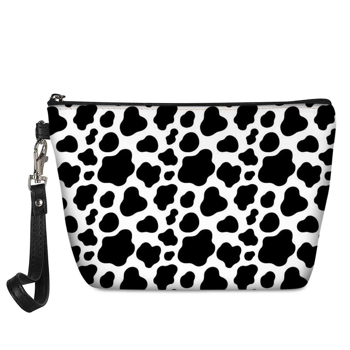 Renewold Cute Cow Print Cosmetic Bag Portable Travel Makeup Toiletry Pouch Coin Purse Pencil Cases with Zipper for Men Women