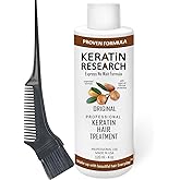 Brazilian Keratin Hair Treatment Complex Blowout LONG Lasting Keratin Treatment with Argan Oil Straightening Smoothing Professional Results Keratina Keratin Research (4oz, Brush)