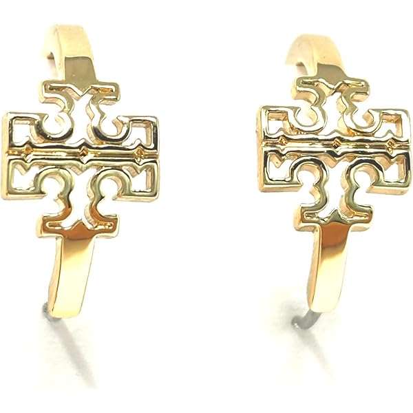 Tory Burch Extra Large Logo Stud Earring Two Toned Gold