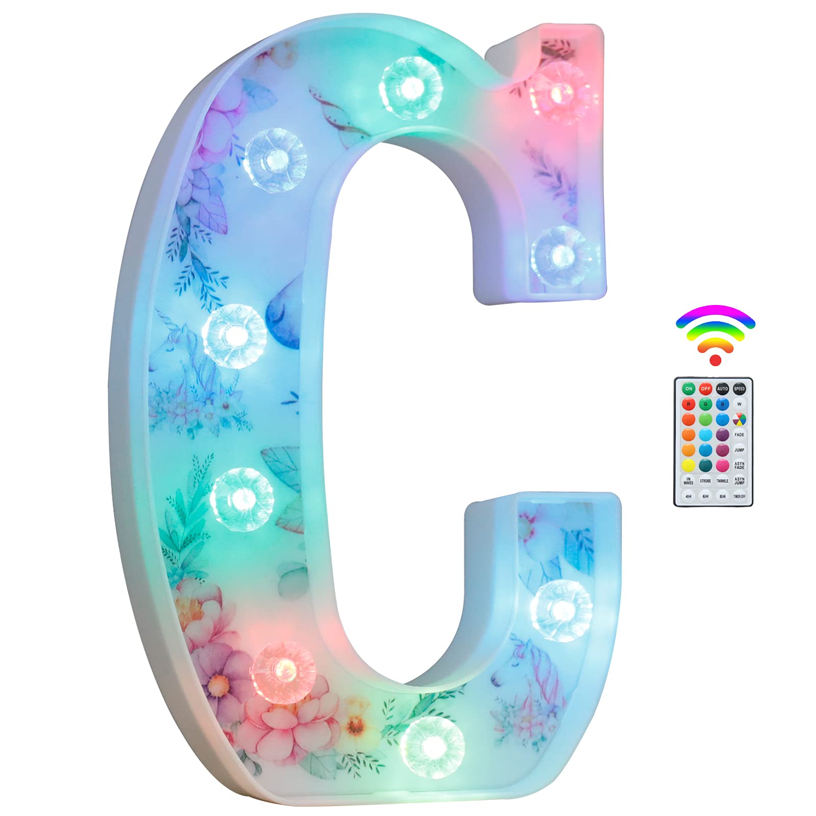 Unicorn Light Up Letters, LED Letter Lights 18 Color Changing Diamond Alphabet Sign Unicorn Gifts for Girls Women Party Birthday Decorations Remote Night Light Christmas Valentine Wall Table Decor - C