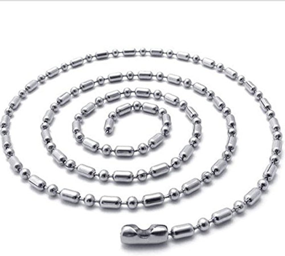 Seventopia Unisex Silver Military Ball Bar Chain Necklace with Connector Bulk 24 Inch Stainless Steel 20 Pack
