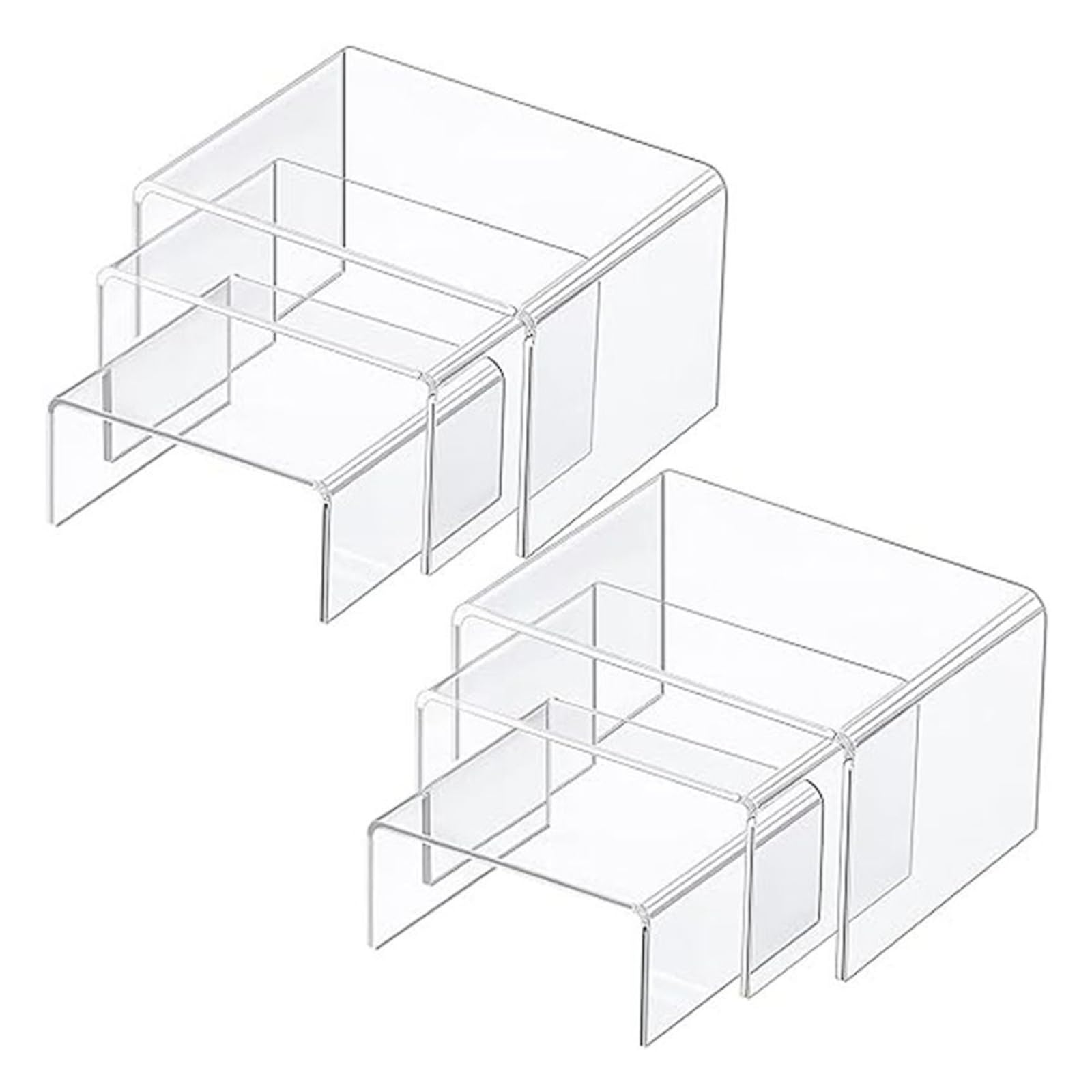 wocpvm 6 Pcs Acrylic Stands for Display Perspex Display Stands Clear Acrylic Display Risers 3 Sizes for Cupcakes, Jewellery Stands, Shops, Stalls, Ornaments, Models etc