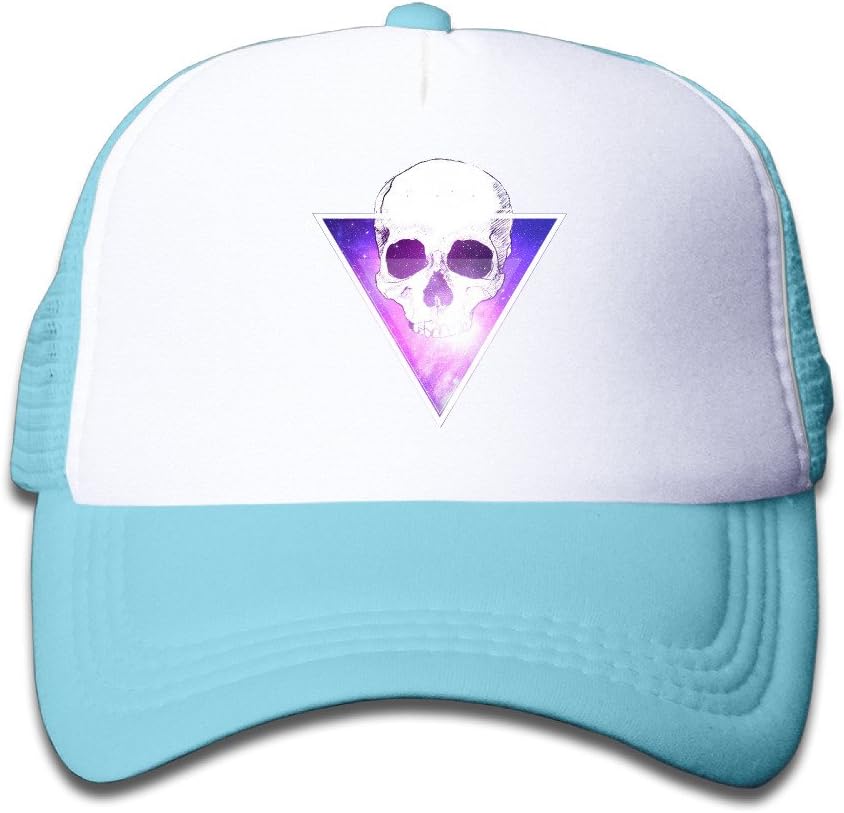 Kids Triangle Space Skull Galaxy Trucker Mesh Baseball Cap Hat Trucker Hats SkyBlue
