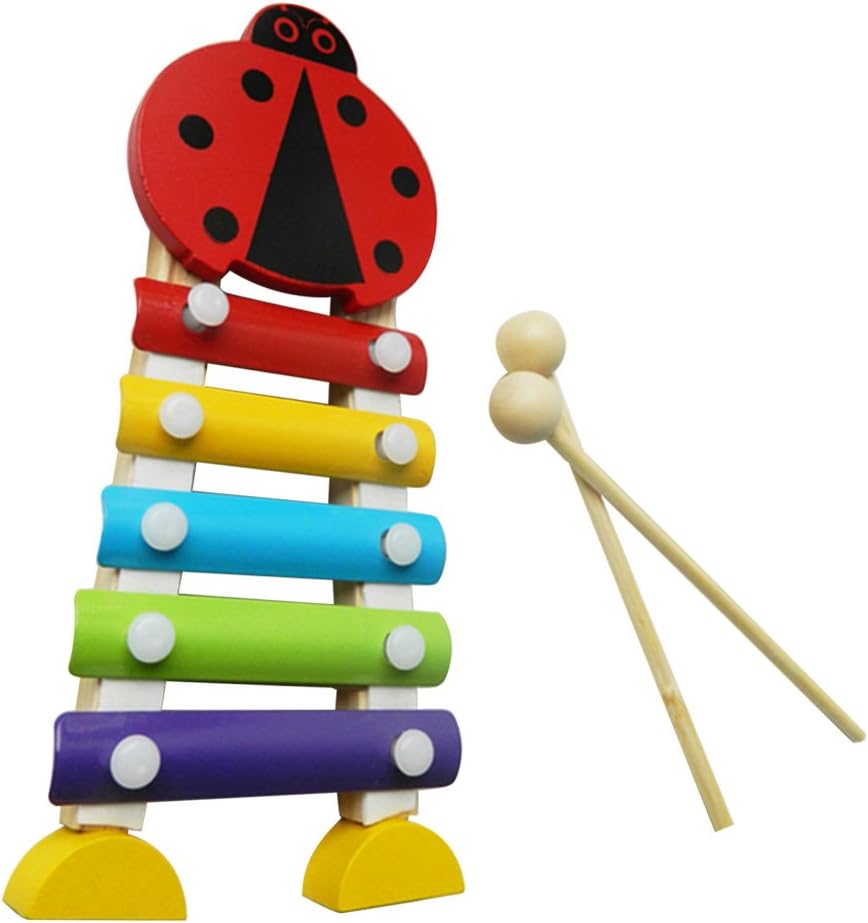 Elisona Kids Baby Wooden Cartoon Xylophone Educational Knocking Music Instrument Toy With Knocking Stick For Over 12 Months Babies Ladybird Amazon Ca Home Kitchen