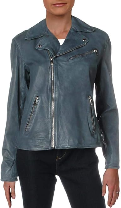 ralph lauren blue leather jacket