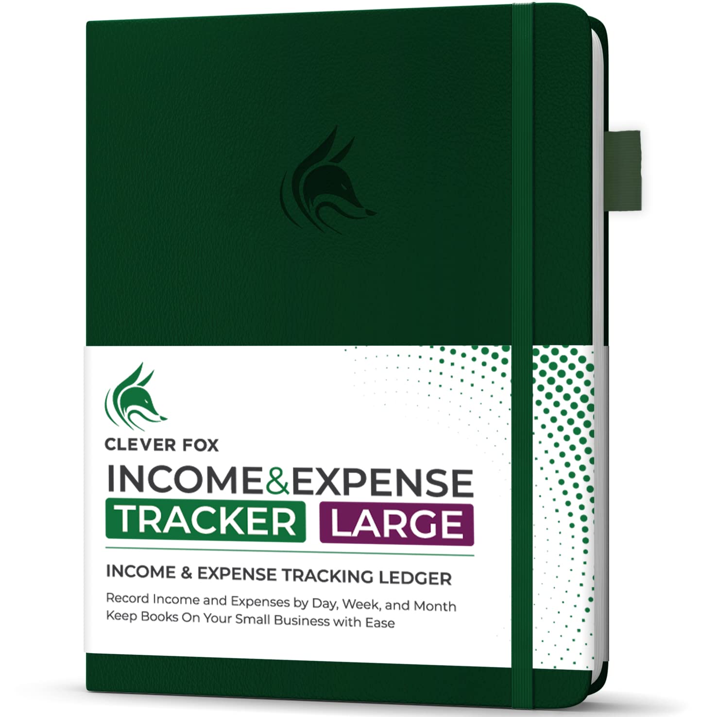 Photo 1 of Clever Fox Income & Expense Tracker Large – Accounting & Bookkeeping Ledger Book for Small Business – 2-Year Record Notebook, A4 (Dark Green)