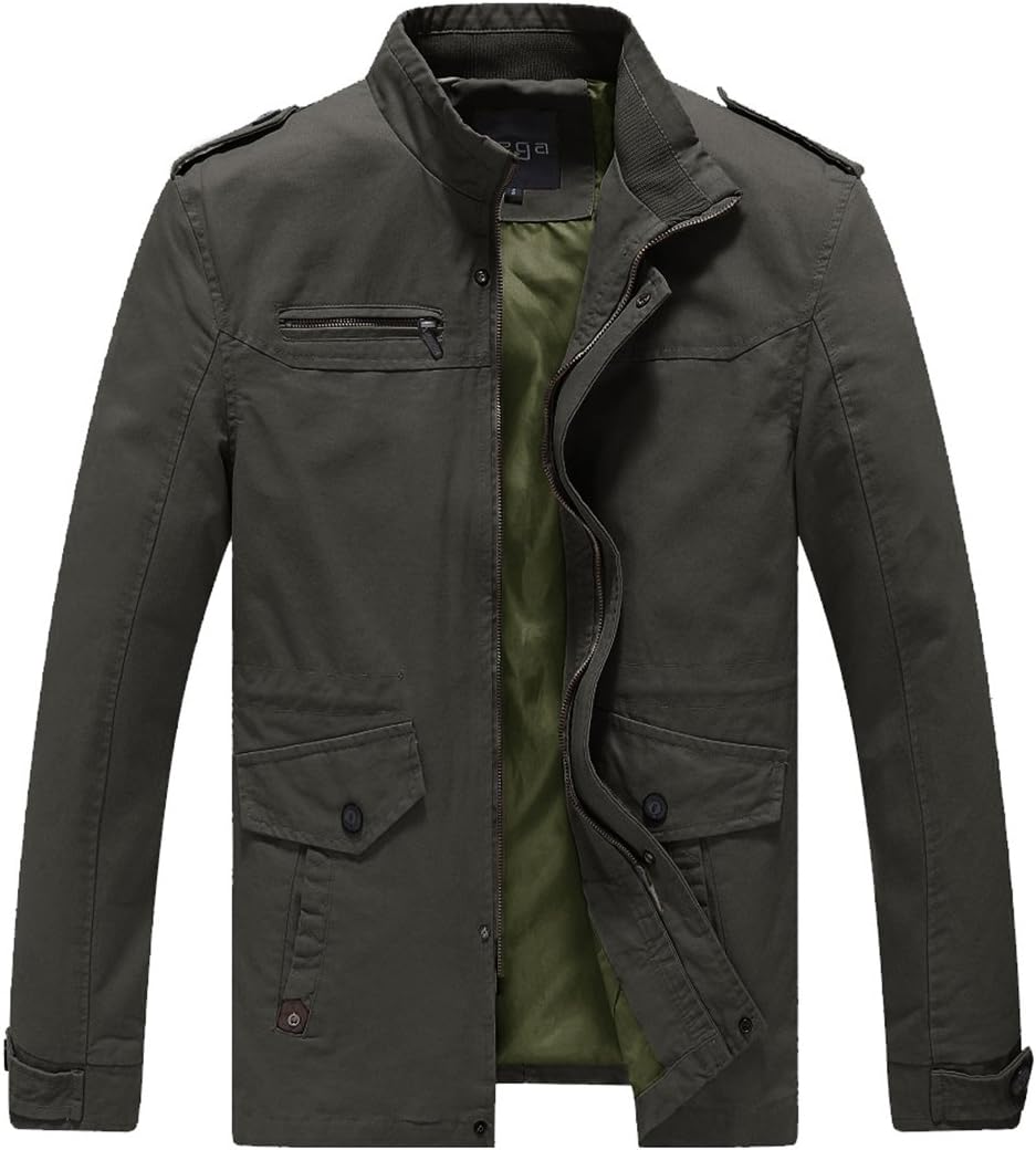 Men's Cotton Lightweight Jacket All Season Casual Outerwear Daily Wear Slim Fit