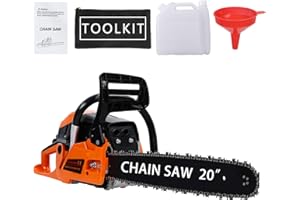Fukursul Chainsaw 20 Inch Gas Powered, 58CC 2-Stroke Engine with Chain Saw, Automatic Oiler, Chain Brake, Automatic Oiler, Er