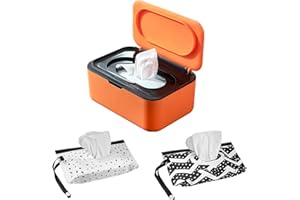 Wipes Dispenser with 2Pcs Portable Refillable Wipe Holder,Reusable Large Wipe Holder Box Flushable Wipes Case Bathroom Wipes 