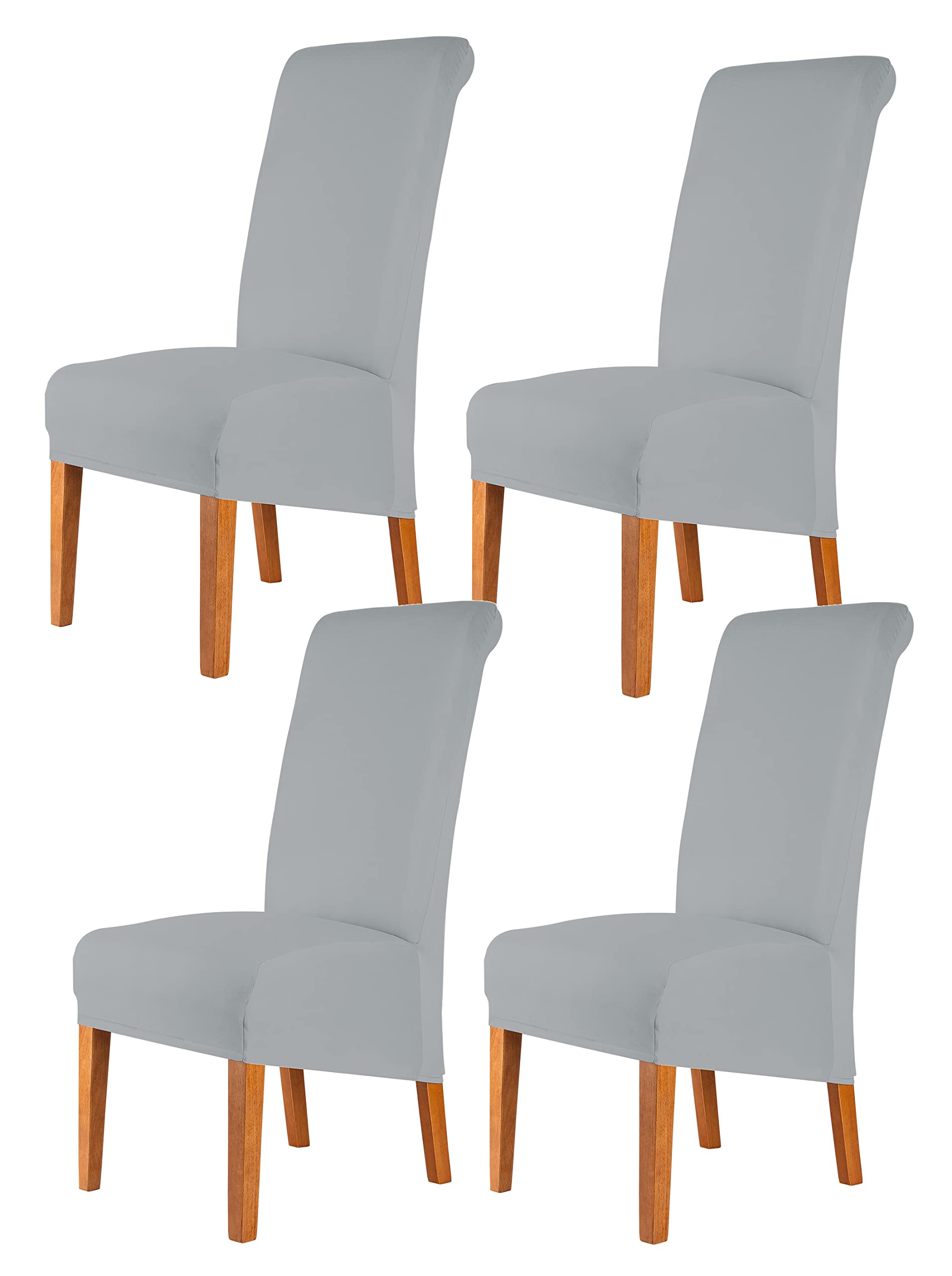 CMAKER High Back Chair Covers Stretch Spandex Fabric Chair Slipcover Seat Cover for Home Washable Removable Parsons Chair Protector Dining Room Kitchen Hotel,Set of 4,Smoky Gray