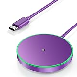 UMEIJA Magnetic Wireless Charger 15W Charger-Fast Charging Pad Compatible with iPhone16/15/14/13/12 Series & Airpods 2 3 Pro-LED Pad with Dual Charging Ports Original Replacement(Purple)