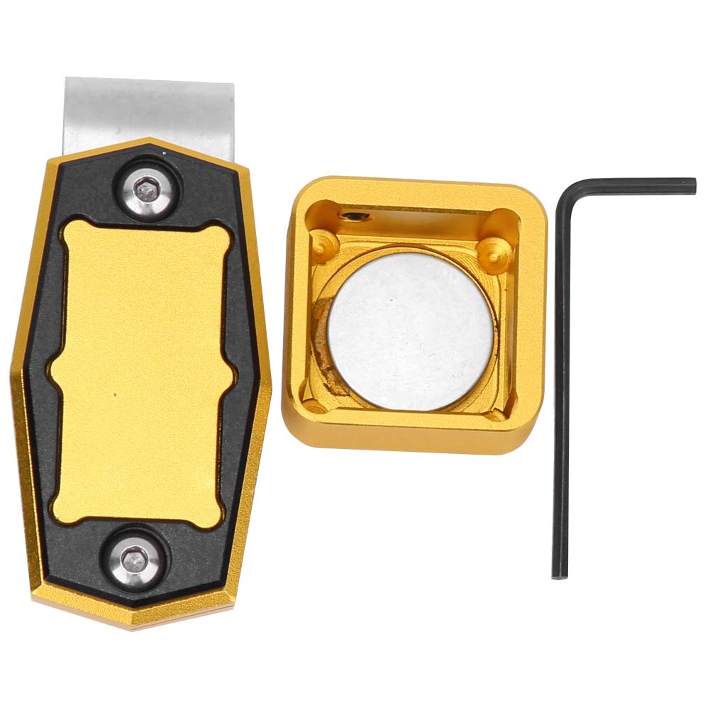 FTVOGUE Billiard Cue Chalk Holder, Snooker Chalk Holder Portable Aluminum Billiard Pool Chalks Carrier Case with Fixed Clip Cue Chalk Accessories(gold)