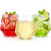 Oojami 40 count Diamond 12 Ounce Cups Unbreakable Stemless Plastic Wine Champagne Whiskey Glasses Elegant Durable Disposable Indoor Outdoor Ideal for Home, Office, Bars, Wedding (Clear)