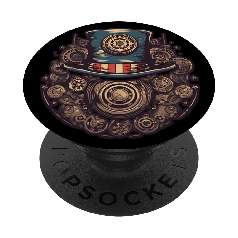 4th of July steampunk tall topper hat vintage patriotic PopSockets Swappable PopGrip