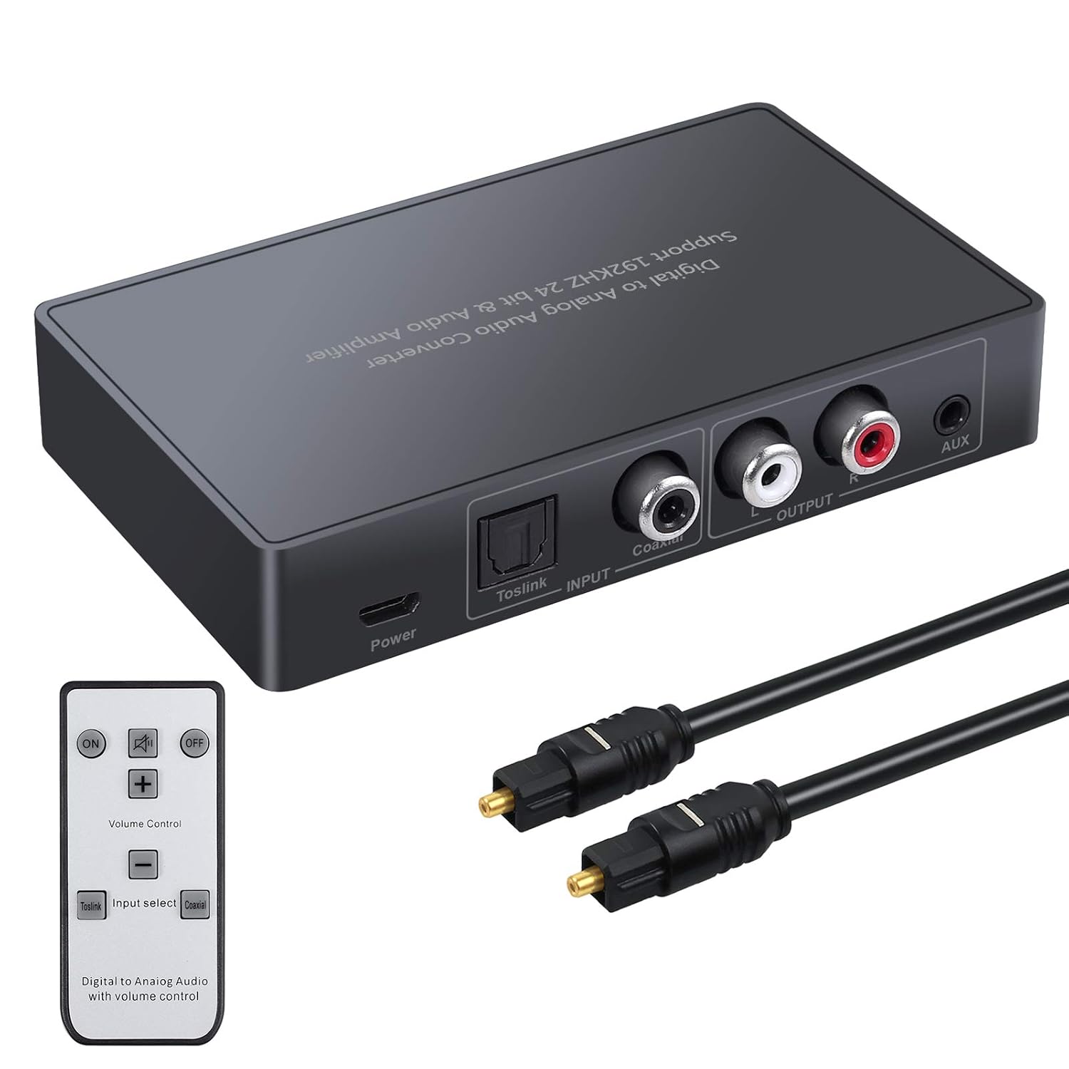 AUTOUTLET Convertisseur DAC Optique Vers 3.5mm - 192kHz Avec Contrôle Volume | Pour TV, Casque Et Consoles