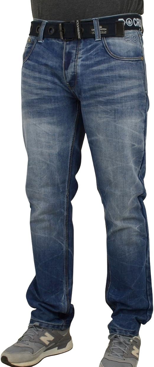 Crosshatch Men's New Embossed Techno Stone Wash Jeans Amazon.co.uk
