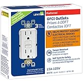 Leviton 3-Pack Tamper-Resistant GFCI Outlets with LED Indicator Light, 15 Amp, Self Test, GFTR1-03W, White
