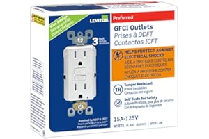 Leviton Smartest Self-Test SmartlockPro Slim GFCI Tamper-Resistant Receptacle with LED Indicator (3 Pack), GFTR1-3W, White