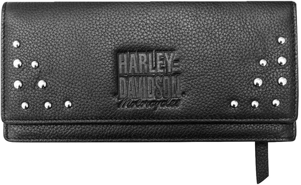 HarleyDavidson Women's Studded Separates Leather BiFold Clutch Wallet