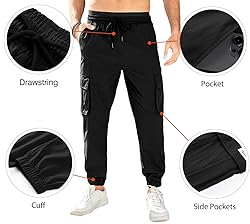JMIERR Mens Casual Cargo Pants Elastic Waist