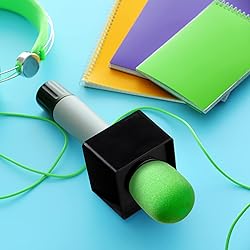 4 Pcs Microphone Flag Station ABS Interview Mic