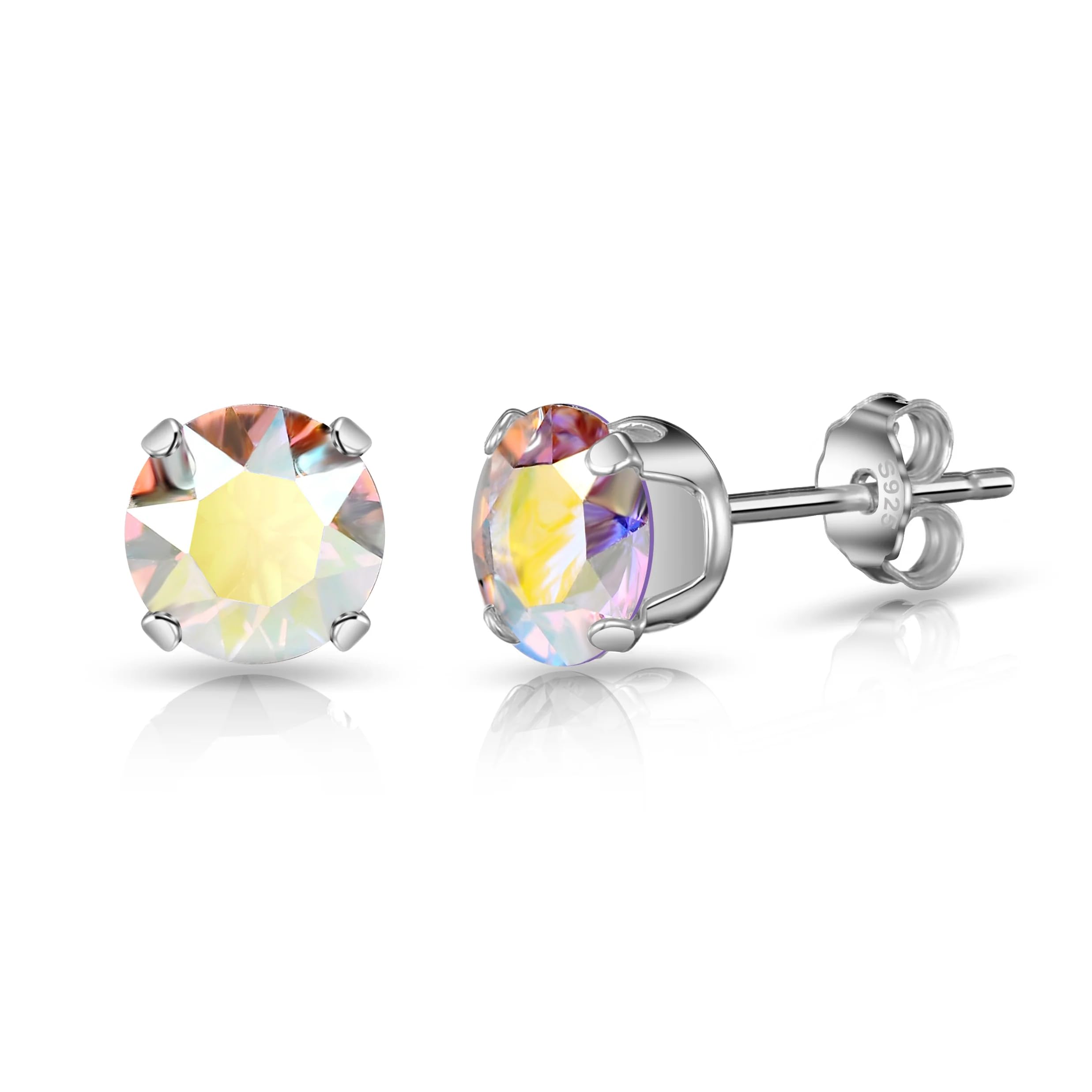 Philip Jones Sterling Silver Aurora Borealis Earrings Created with Zircondia® Crystals