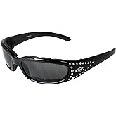 Global Vision Eyewear Marilyn 3 Women’s Motorcycle Sunglasses with EVA Foam Padding and Rhinestone Accents