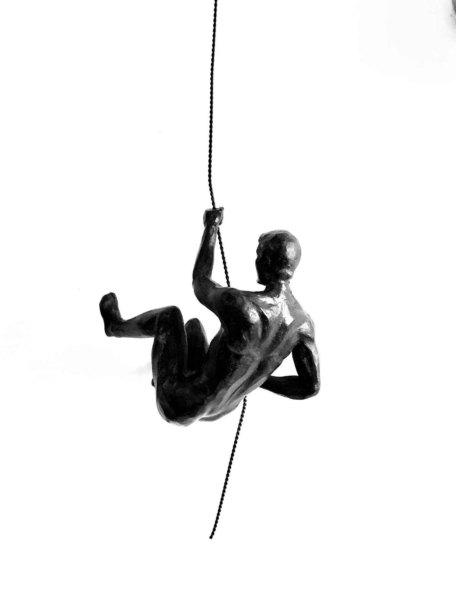 1x Bronze Climber Left-Arm-Up Climbing Man with Rock Nail-Cap Wire Rope Wall Hanging Climbing Sculptures in Bronze Colour Rock Climber Men Ornament Outdoor & Indoor Decor Statue Abseiling