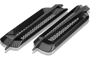 KEENSO 2Pcs Car Side Air Vent, Universal Steel Silver Air Vent Grille Duct Black Chrome Vent Car Decoration Sticker (Black Carbon Fiber)