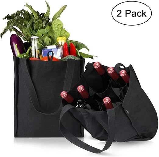 Reusable Grocery Tote Bags, Hold 45+ lbs Large & Durable