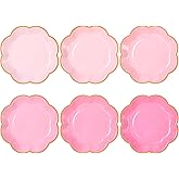 JASSEWRLY 96 Pcs Pink Scalloped Party Paper Plates, 9 Inch Pink Disposable Dessert Cute Baby Bridal Shower Dinner Birthday Cake Paper Plates for Party Bridal Baby Girl Shower Wedding Supplies