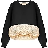 Flygo Women's Winter Fleece Sherpa Lined Sweatshirt Crewneck Pullover Long Sleeve Thermal Warm Thick Heavyweight Tops