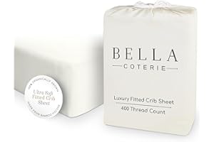 BC BELLA COTERIE Bella Coterie Luxury Bamboo Viscose Crib Sheet | Organically Grown | Ultra Soft | Cooling for Better Sleep | Deep Pocket Fitted Sheet for Crib & Toddler Mattress | 100% Organically Grown [Ivory]
