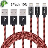 Xcords(TM) iPhone Charger 3Pack 10ft Nylon Braided Lightning Cable Charge and Sync Cable Cord Compatible with iPhone 7/7 plus/SE/5/6/6s/Plus/iPad Mini/Air/Pro