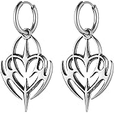 HZMAN Celtic Knot Heart Dangle Drop Earring for Men Stainless Steel Retro Hinged Hoop Earring Jewelry Gift
